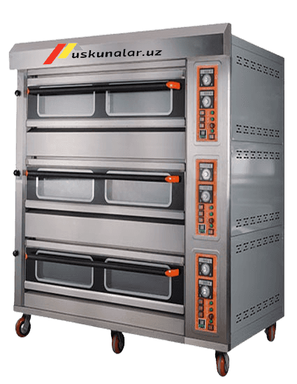 Electric and gas oven with 3 decks 12 trays