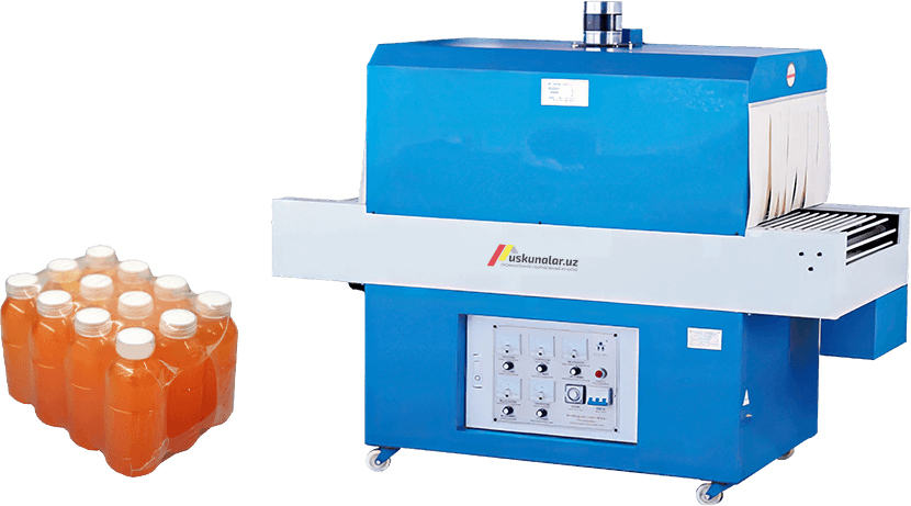 termoqadoqlash, muhrlash va kesish, POF, konveyer, sirkulyatsion termoqadoqlash, qutili choy qadoqlash, qutili kofe qadoqlash, gazli ichimlik qadoqlash, baklashka bloklash, shishani bloklash uskunasi, plyonka o'rash uskunasi, bloklash uskunasi