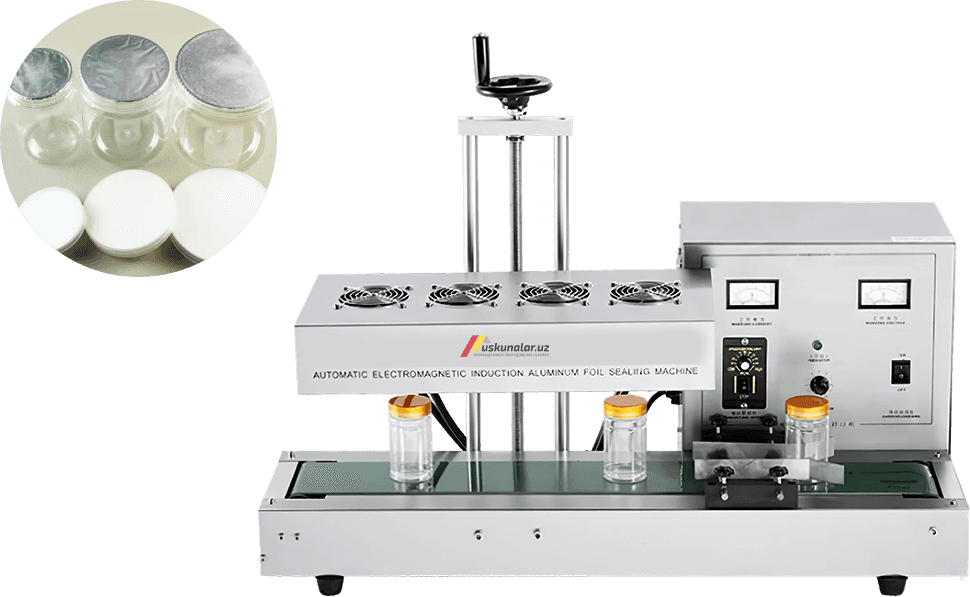folga qo'yish, folga bilan qadoqlash, shisha og'zini yopish, shisha og'zini folga bilan yopish uskunasi, induksion muhr, folga qo'yish uchun induksion uskuna, falga qoplash, falga