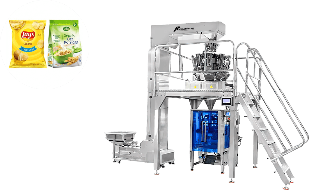 vertikal qadoqlash uskunasi, granula qadoqlash, chips qadoqlash, konfet qaqolash, shokolad qadoqlash, dori qadoqlash, yong'oq qadoqlash, chuchvara qadoqlash, qadoqlash uskunasi